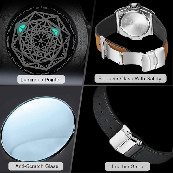 Fuld Diamant Ure Ure Elegant Kvarts Armbåndsur Kreativ Analog Mænds Ure Mode Rustfrit Stål Mænds Ure med Læderrem Brun B Brown B