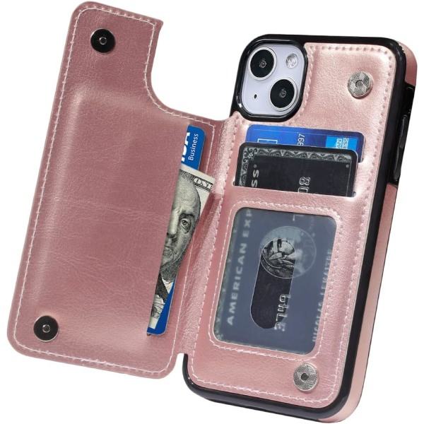 CQBB iPhone 13 med cover Flip Mobiltelefon Money Clip Premium PU-läder Kickställ Kortplatser Dubbla magnetiska stötsäker tunn skyddsväska