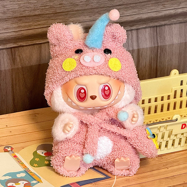 /NC/Fashion Lyxig Stil 17cm Söt Tecknad Leksak Endast Kläder Ingår Labubu Kläder Elephant (headband + clothes)