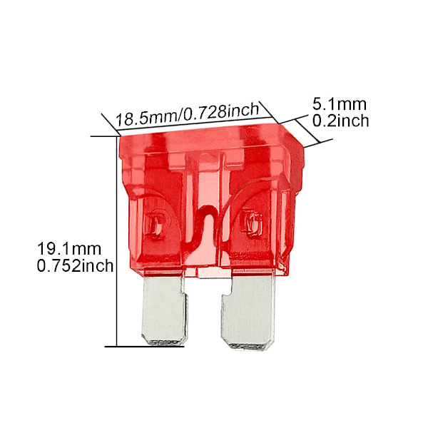 50 stk. 10 Amp ATC Bladsikringer - Bilstikninger til Bil & Lastbil Fuse