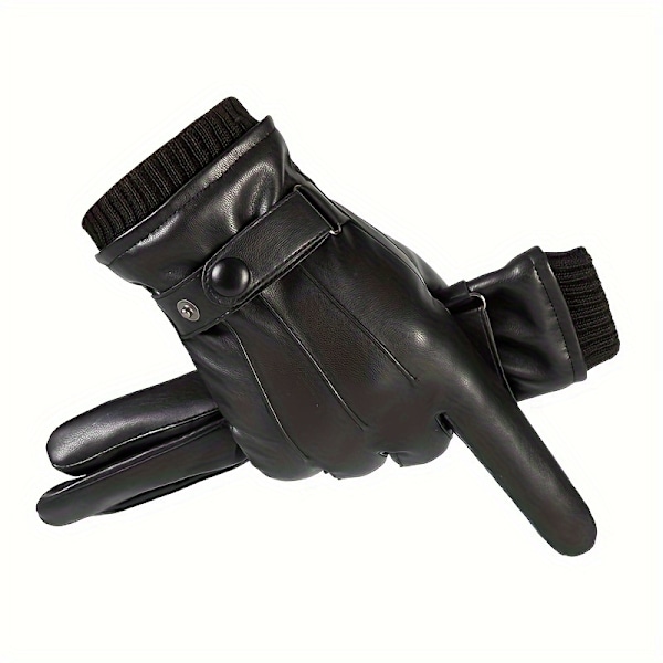 1 par fingerhandskar för män och kvinnor, tunna andningsbara halkfria körhandskar i läder med pekskärm för utomhusbruk (22*24 cm) Svart