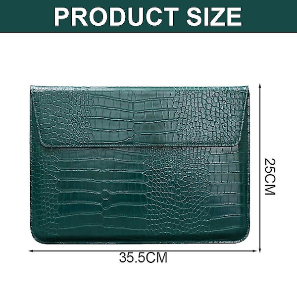 Krokodilmönstrad Faux Läder Flap Style Väska, 13 tum Laptop Ställ Sleeve Case, Laptop Skyddsfodral - Yvan grön green 13