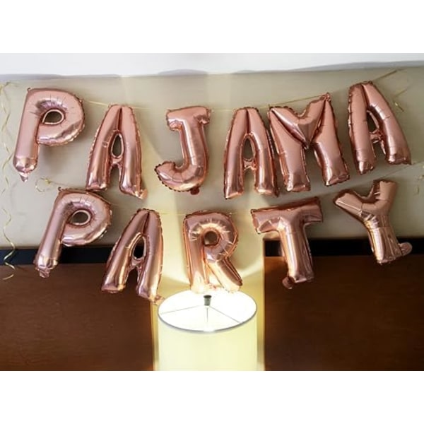 Rosegull PAJAMA PARTY Ballonger PAJAMA PARTY Banner Pyjamasfest Dekorasjon Sovfest Spa Party Ballonger