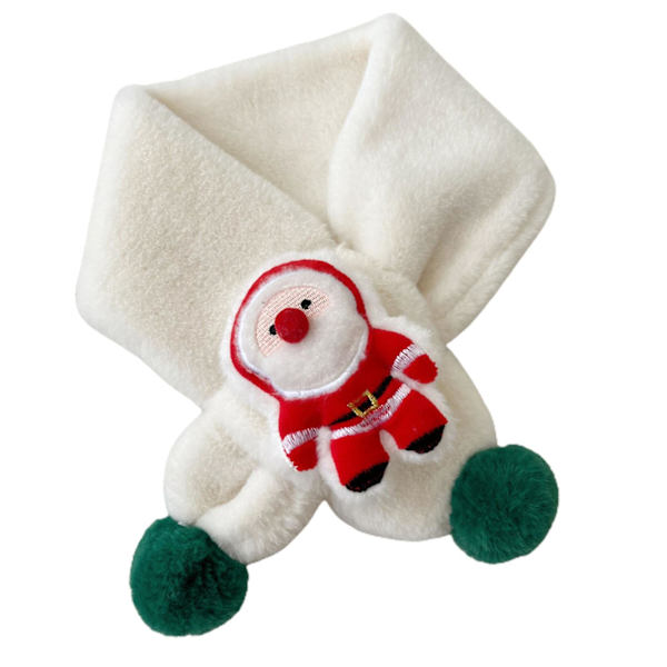 Farfi Små bollar Dekor Cross Wrap Xmas Scarf Plysch tecknat print Barn Scarf Modeaccessoarer Vit