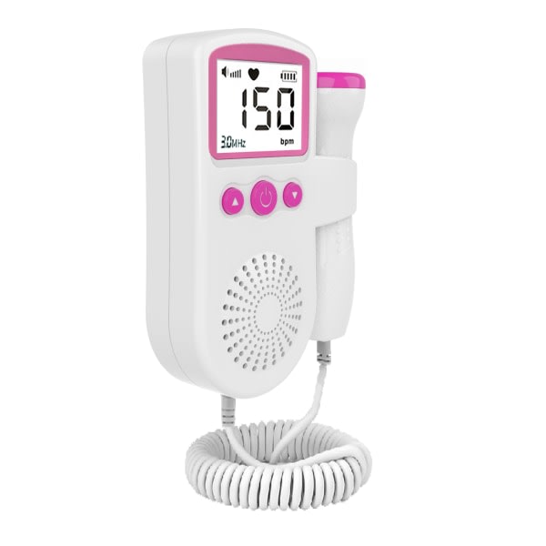 Pink Home Fetal Doppler, Baby Pocket Heartbeat Doppler Heart Monitor för graviditet och Test Clear
