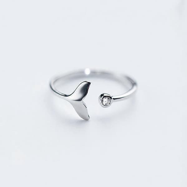 Snygg Trendy Solid Justerbar Ring Hvalhale Enkel Båndring Fiskeørering_max