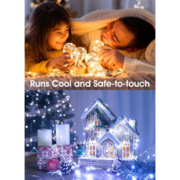 6-pack Batteridrivna Fejäljuslingor, 2 meter 20 LED Vattentäta för DIY-projekt Warm White and White 6 Pack