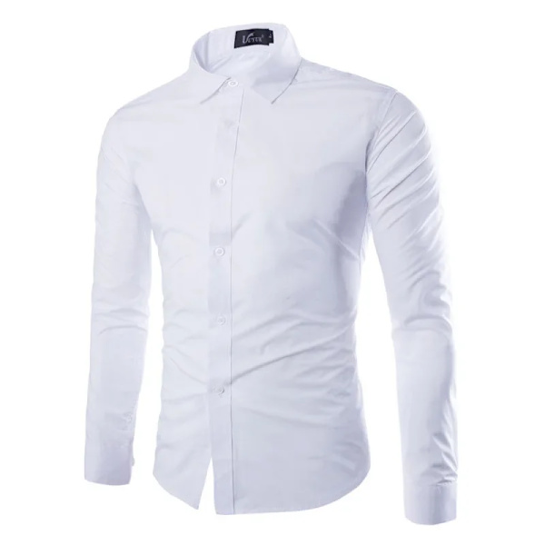 Miesten raidallinen paita Pitkähihainen Slim Fit Valkoinen Sosiaalinen Casual Paita Miesten Business Camisa Masculina Chemise Joulupaita 1042-White L