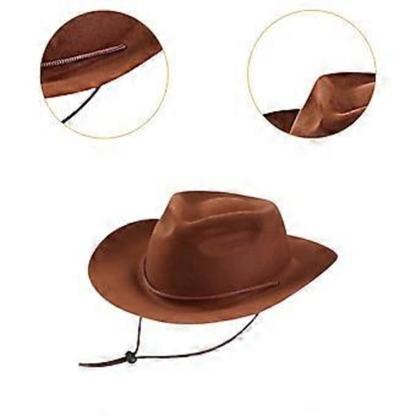 Lasten cowboy-hattu, aurinkohattu kalastukseen, esiintymislavalle, retkeilyyn (tummanruskea) Dark Brown