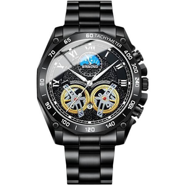 Herrar Kvarts Armbandsur Fritids Rostfritt Stål Klockor Mode Analog Klocka Luminous Datum Kalender Herrklocka Svart Vit A Black white A