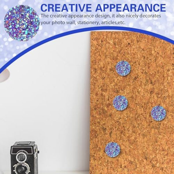 30 stk Dekorative Tommelfingre Lila Push Pins Glitter Strass Sød Dekorative Push Pins til Korktavle Flade Push Pins