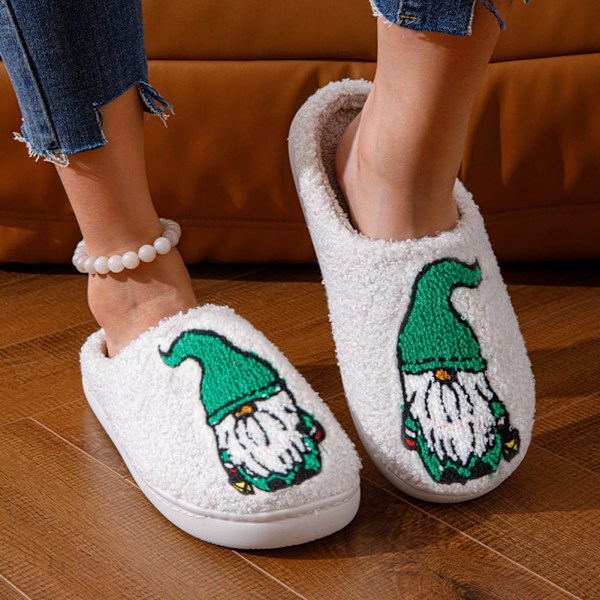 Mysiga Jultofflor för Kvinnor och Män, Älgdesign Green Dwarf I 42/43 EU