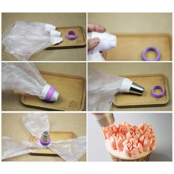 Cupcake glasursett - Kakedekorasjonstips, glasurposer | Med konditorpose kakedekorasjonstips for glasur kaker 27 st-tpu premiummodell