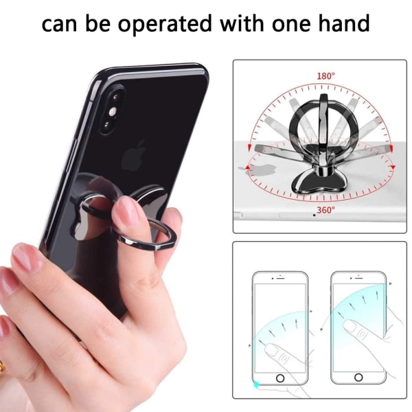 CQBB Fluga telefonhållare Ring Spänne-Svart. Kompatibel med iPhone Samsung Galaxy Mobile söta tillbehör
