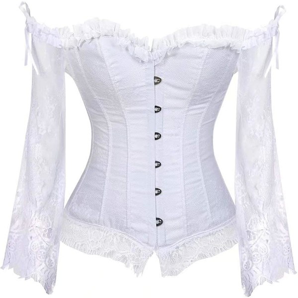 Korsetter för kvinnor Overbust Bustier Top Gothic Sexy Shoulder 8127white 2XL 8127white 2XL