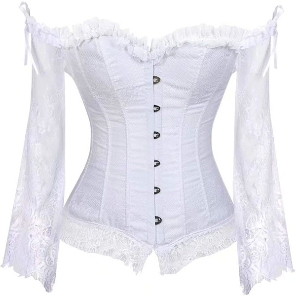 Naisten korsetit Overbust Bustier Top Gothic Sexy Olkapää 8127white M 8127white M