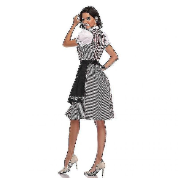 Rask levering av høy kvalitet tradisjonell tysk Dirndl-kjole Oktoberfest-kostyme for voksne kvinner Halloween-fest Style1 Black M SQBB