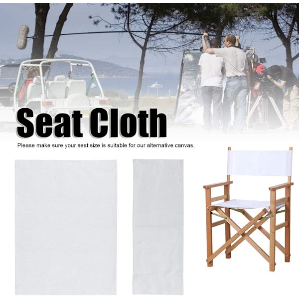 994338 Stol Canvas Överdrag, 1 Set Regissörsstol Canvas Ersättningssäte Duk Hemtillbehör Möbler Tillbehör (Vit) Vit