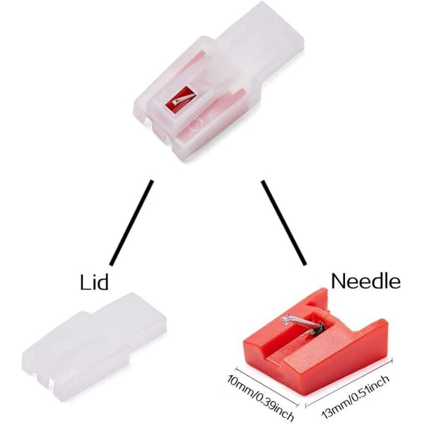 Skivspelare Skivspelare Elektrisk Diamantnål Ersättning Röd 2st Skivspelare Stylus111