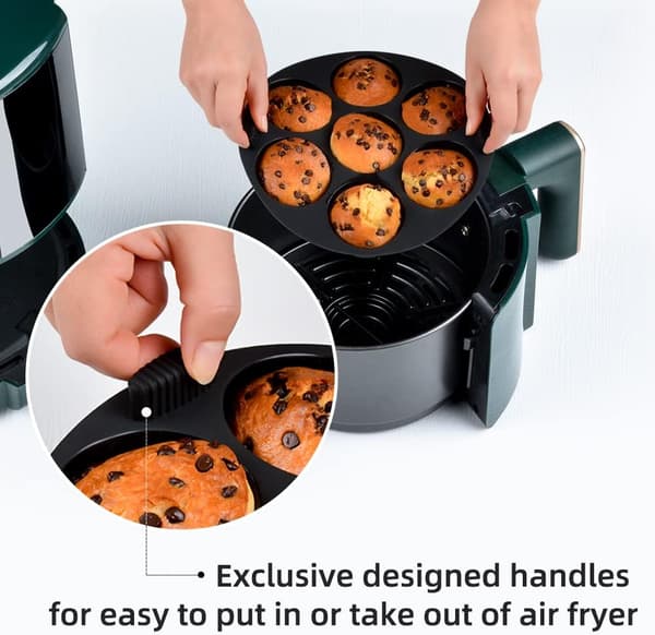 Silikon Muffinsform til Airfryer/Ovn - 8,4\" Non-Stick Bageforme, 2-pak Sort Black 2