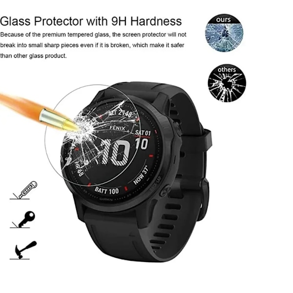 Herdet glass for Garmin Fenix 7 7S 7X 6S 6X Pro Sapphire HD skjermbeskytterfilm for Fenix 7 7S 7X Smartwatch-tilbehør for Fenix 6 Sapphire 5PCS