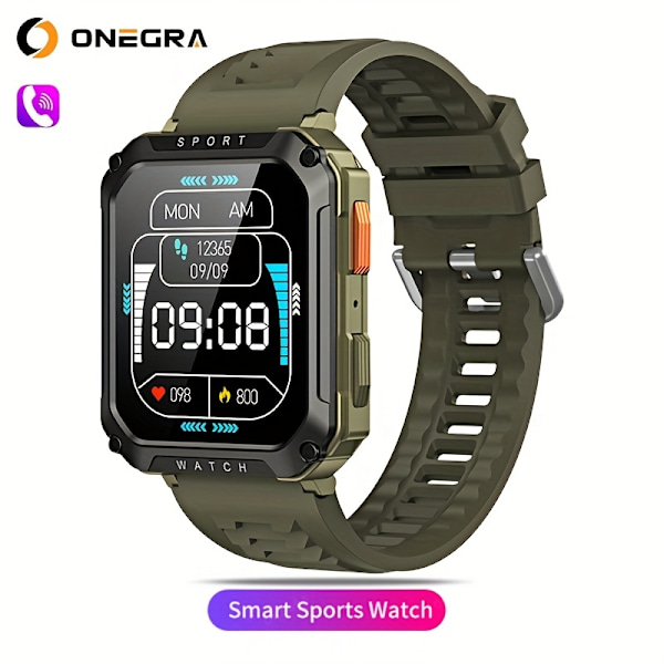 Ny 5,11 cm Robust Military Smart Watch Herr För Android IOS Ftiness Watches Ring Smartwatch Blood Oxygen Watch 100+ Sports Watch Herr + Box Grøn