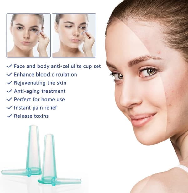 delar Ansiktskoppningskoppar - Koppningsset - Koppning celluliter - Anti-cellulit koppning ansiktskoppning - Massagekoppningskoppar - Grön