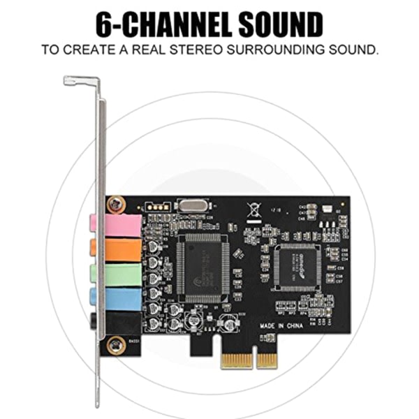 SQBB PCI-E ljudkort 5.1 6-kanals CMI8738 Chipset Audios Digital Desktop PCI-E-kort