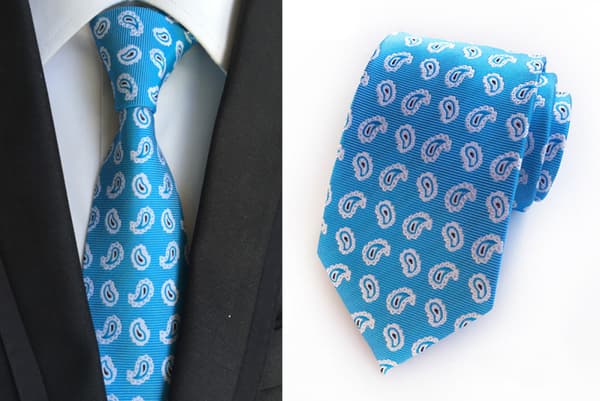 Ny klassisk herre paisley silkeslips slips, blå