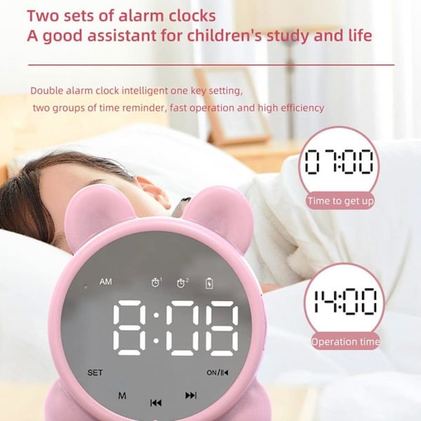 1:a rosa digitala väckarklocka, smart barnklocka med LED-display