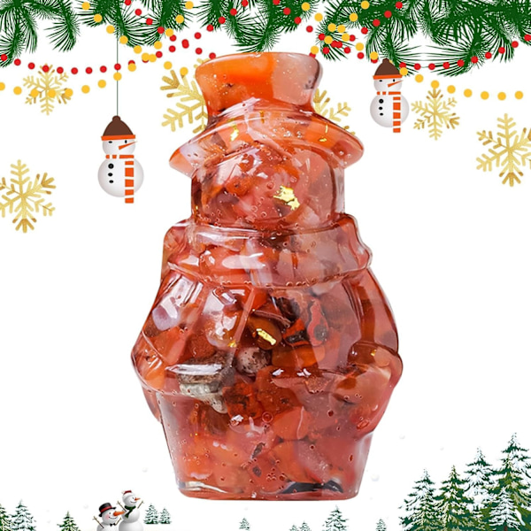 Kristalli Lumimieshahmo - 3D Joulu Miniatyyri, Punainen Agati Red agate