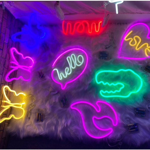 LED-neonlys, kreative neonbakgrunnslys for soveromsdekorasjon (blå sommerfugl)