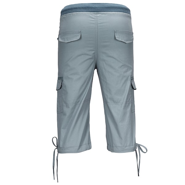 Damer Sommer Casual Cargo Bukser, Ensfarvet Løs Capri Bukser, Højtaljede Bukser Med Lommer Grey Blue L