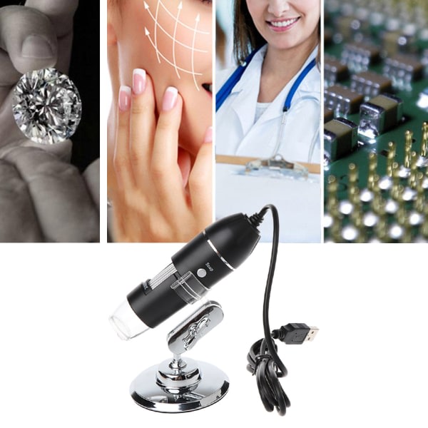 SQBB Professionell 1000X digital mikroskopkamera Endoskop 8 LED-förstoringsglas med metallstativ Stark ljusstyrka för smartphone