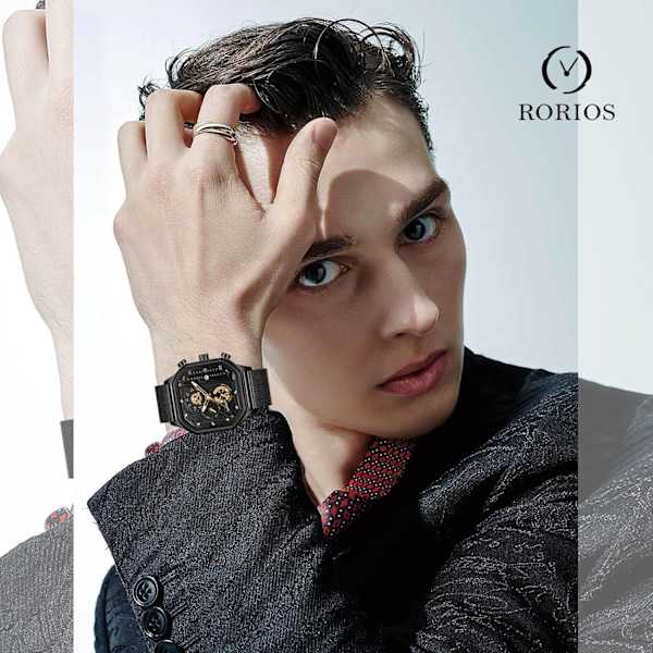 Herrar Kvartsur Klocka Mode Fyrkantig Armbandsur Luminous Analog Klocka Multifunktionell Kronograf Klocka Fritid Rostfritt Stål Herrklocka Guld B Gold B