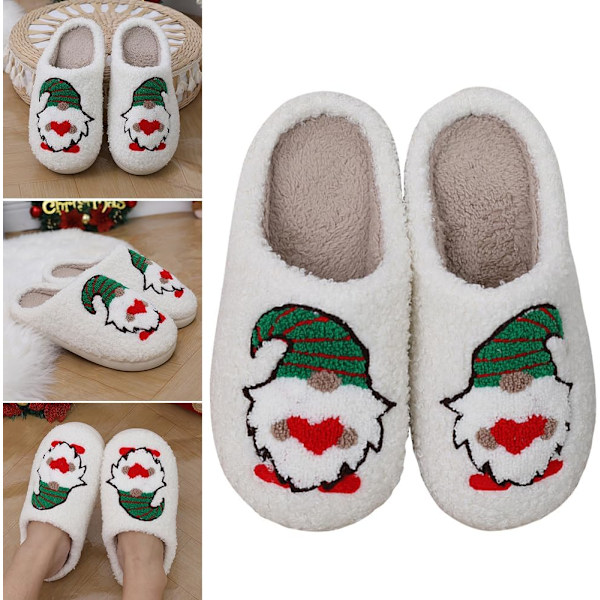 Roliga älg-julklapps-tofflor, mysiga plysch-tofflor för inomhusbruk för kvinnor och män Dwarf M 42/43 EU