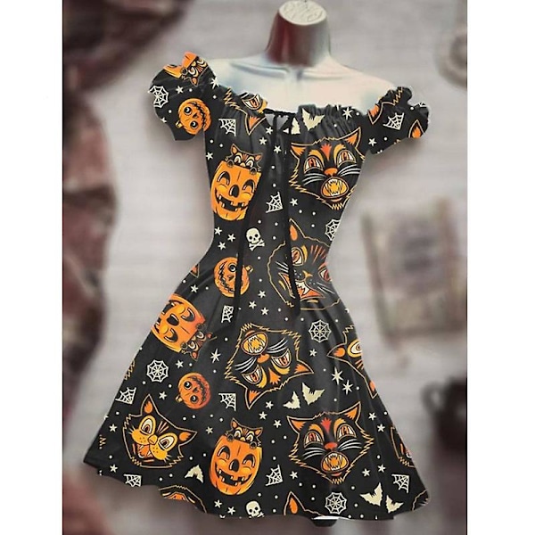 Halloween Kjole Til Kvinder, Festlig Vintage Kjole Elegant A-Linje Kjole Cocktail Kjoler Gotisk Kjole style 3 style 3 S