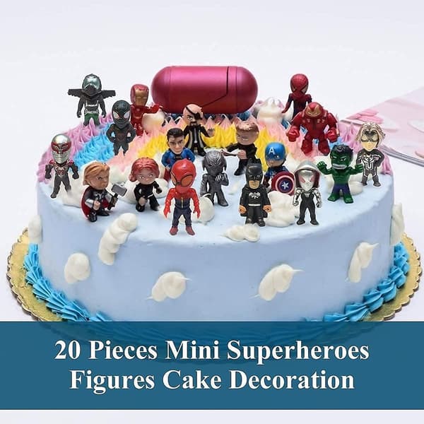 Superhelt Mini Actionfigurer Sett Med 20 For Gutter, Super&man Cupcake Topper Figurer For Barn-max