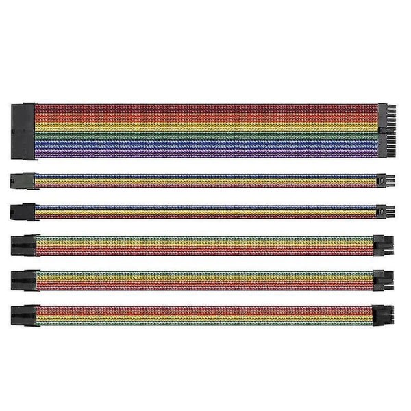 CQBB (Rainbow) Flätad ATX-hylsa PSU-kontaktkabelförlängningssats Power
