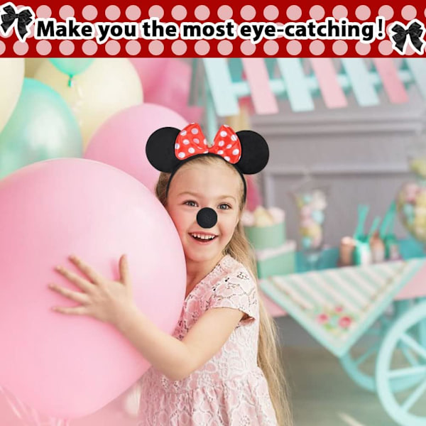 Polka Dot Mussedrakt for Småjenter, 4-delt Dress-Up Sett for Halloween & Bursdager 130 cm