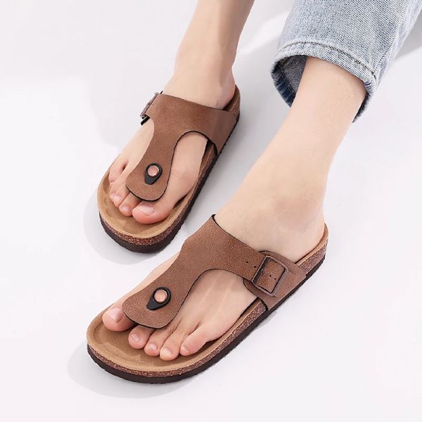 Goosecret Nya Sommar Läder Topers För Män Mjukt Botten Arbete Fiske Bilder Manliga Mode Trädgårdskor Öppna Toe Hem Toppar Apricot 39