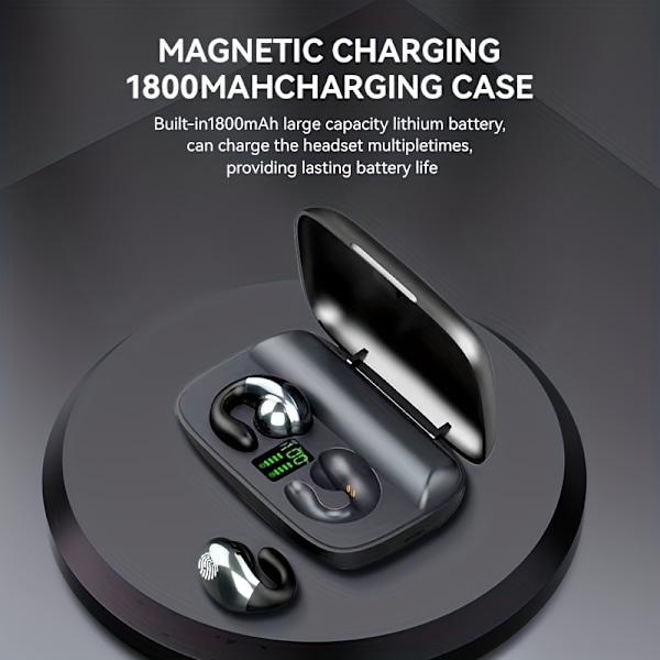 Nye S19 Tws In-Ear Hi-Fi Stereo Trådløse Ørepropper, Hodetelefoner Gaming Headset for Iphone/Android, 800mAh etui, (30mAh*2 ørepropper) Svart