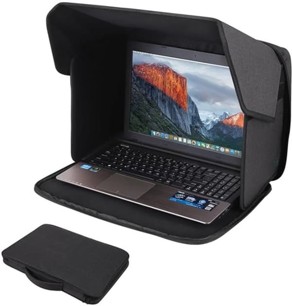Bærbar solskærm til bærbar computer, foldbar polyester anti-genskin privatlivshætte, bærbart skærmcover til bærbare computere under 16 tommer, sort