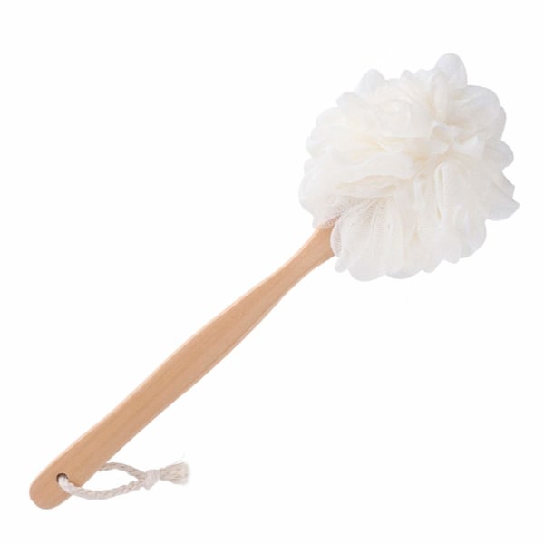 Loofah stick, luffa ryggskrubber för dusch, PE mjukt mesh loof