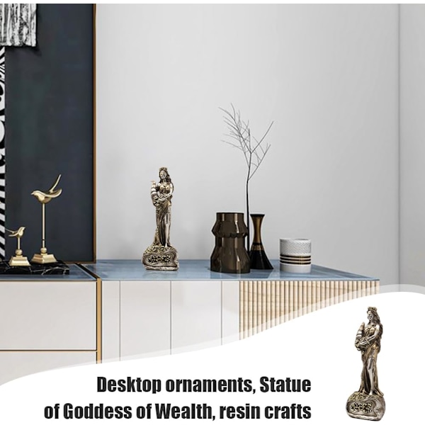 Gudinde Fortuna-statue | Elegant græsk figur af lykken | Samleobjekt boligindretning | Giver velstand & positivitet | Gudinde prydnad Fyrkant