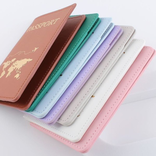 Enkelt mode cover tunt smalt resepasshållare plånbokspresent PU läderkort & ID-hållare Case Cover Unisex，Vit