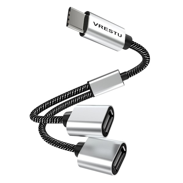 USB 2.0 typ C-adapter för resenärer, 6 000 flätad data- och laddningshubb, för Samsung Galaxy S22 MacPlePro Air iPad C till 2 USB