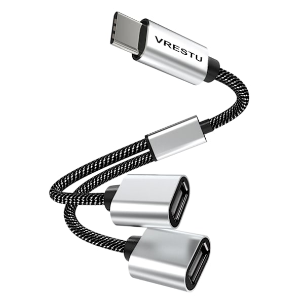 USB 2.0 tyypin C-sovitin matkailijoille, 6 000 HUB punottu lataus ja tiedonsiirto, Samsung Galaxy S22 MacPlePro Air iPad C -liitäntä 2 USB:hen