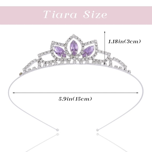 CQBB Prinsessan Silver Tiara och Krona Rosa Crystal Tiaras Girls Pageant Crowns Strass Födelsedagshuvudbonad för barn (lila)