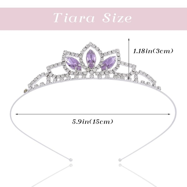 CQBB Prinsesse Sølv Tiara og Krone Rosa Krystall Tiaraer Jenter Pageant Kroner Strass Bursdag Hodeplagg for Barn (Lilla)